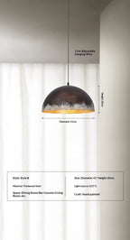 Retro Industrial Metal Pendant Light, 12 in or 16 in Diameter