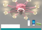 Starry Globe Ceiling Fan with LED Light, Milky White or Star Shades