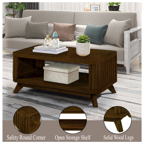 Rectangular Wood Coffee Table, Natural Grain