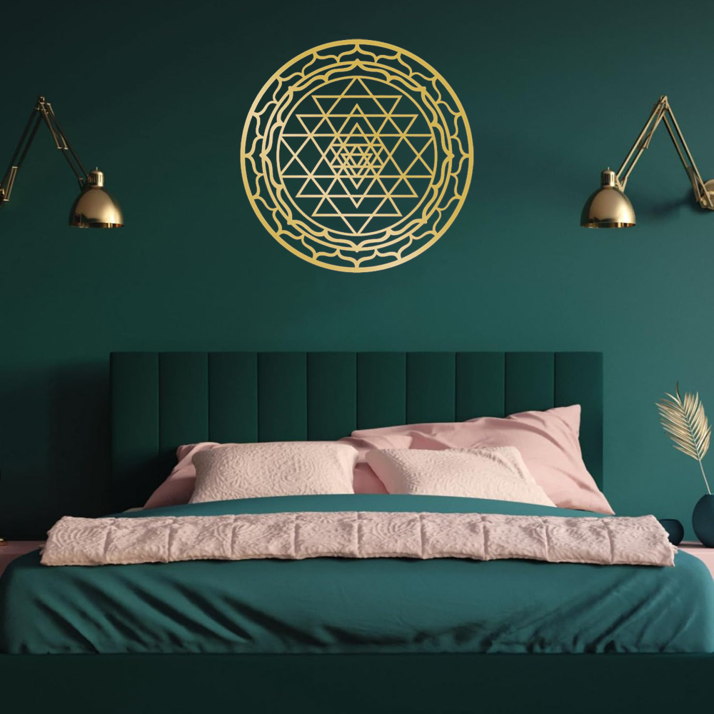 Sacred Geometry Metal Wall Art - Handcrafted Yantra Mandala Decor For