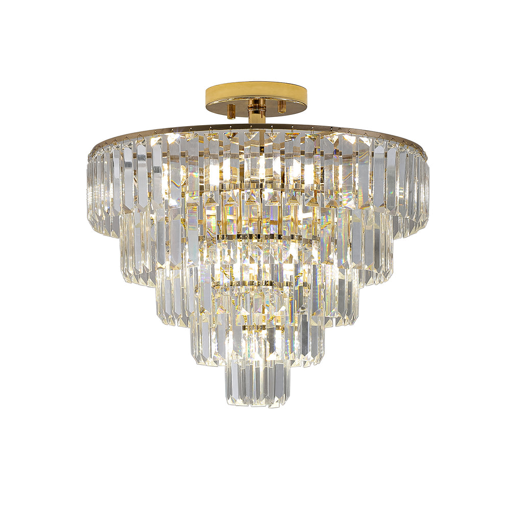 Gold K9 Crystal Chandelier, Elegant Ceiling Light Fixture, 19.3 in.