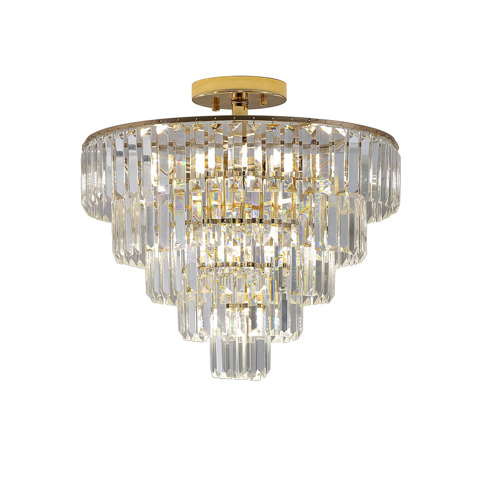 Gold K9 Crystal Chandelier, Elegant Ceiling Light Fixture, 19.3 in.