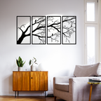Luxury Metal Wall Art Decor Set Of 4 - Black Tree Of Life Sculpture