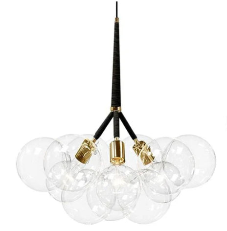 Modern 3-Light Glass Bubble Ball Pendant, 9 Clear Spheres