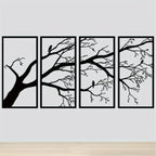 CIFbuy Iron Bare Branch & Bird 4-Panel Wall Art