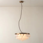 Modern Glass-Shade Chandelier with Metal Base, Two Sizes