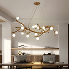 10-Light Tree Branch Chandelier, Wabi-Sabi Resin, Warm LED