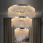 24 In. Round Crystal LED Chandelier, Chrome, Adjustable Color Temp