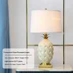 Ceramic Pineapple Table Lamp, Yellow with Brass-Tone Base