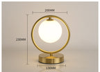 Brass Ring Table Lamp with Opal Glass Globe, Touch Switch