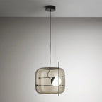 Art Glass Bedside Pendant Light, Smoke Gray, Clear or Cognac