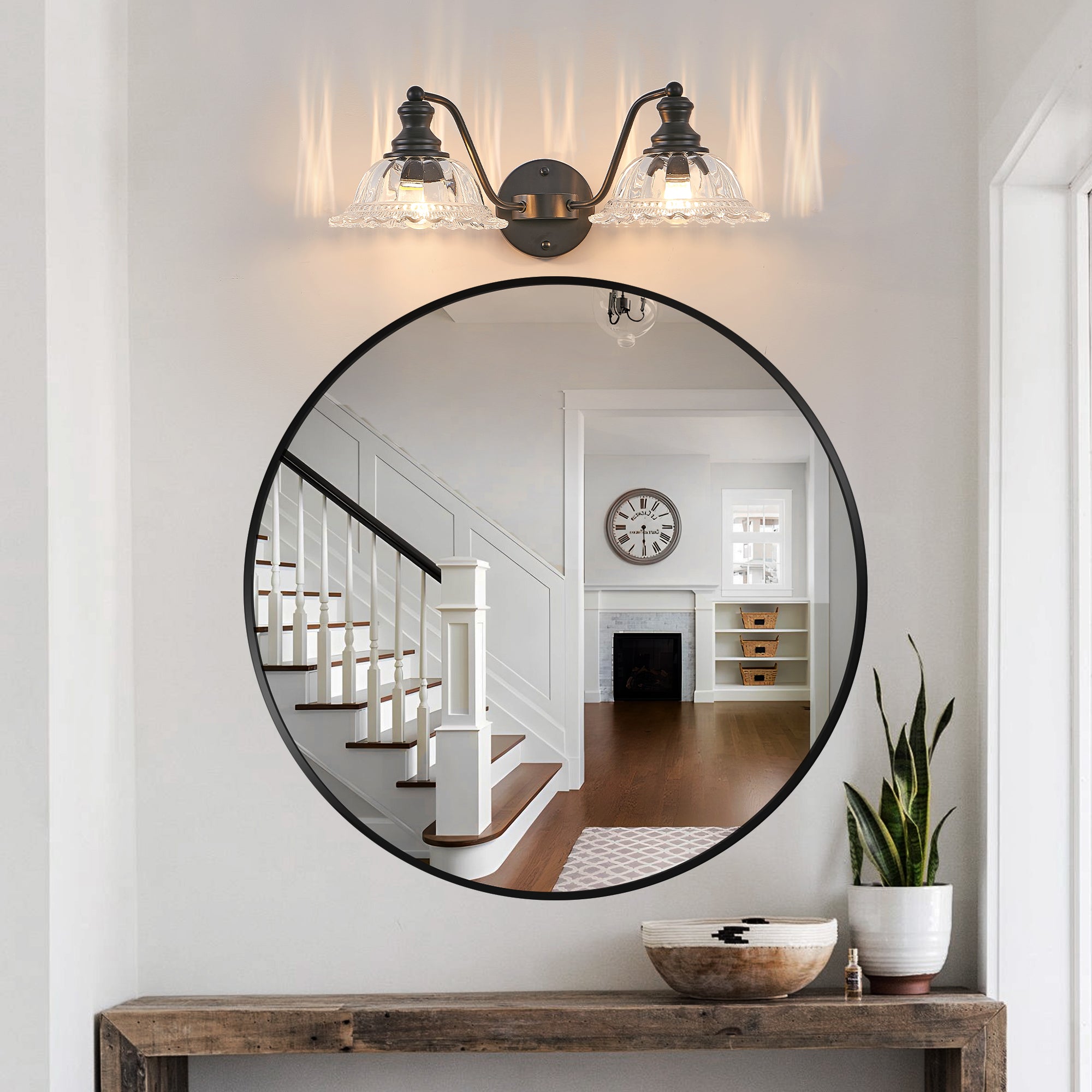 20 Inch 2-Light Vintage Bathroom Wall Sconce -- Elegant Black Metal An