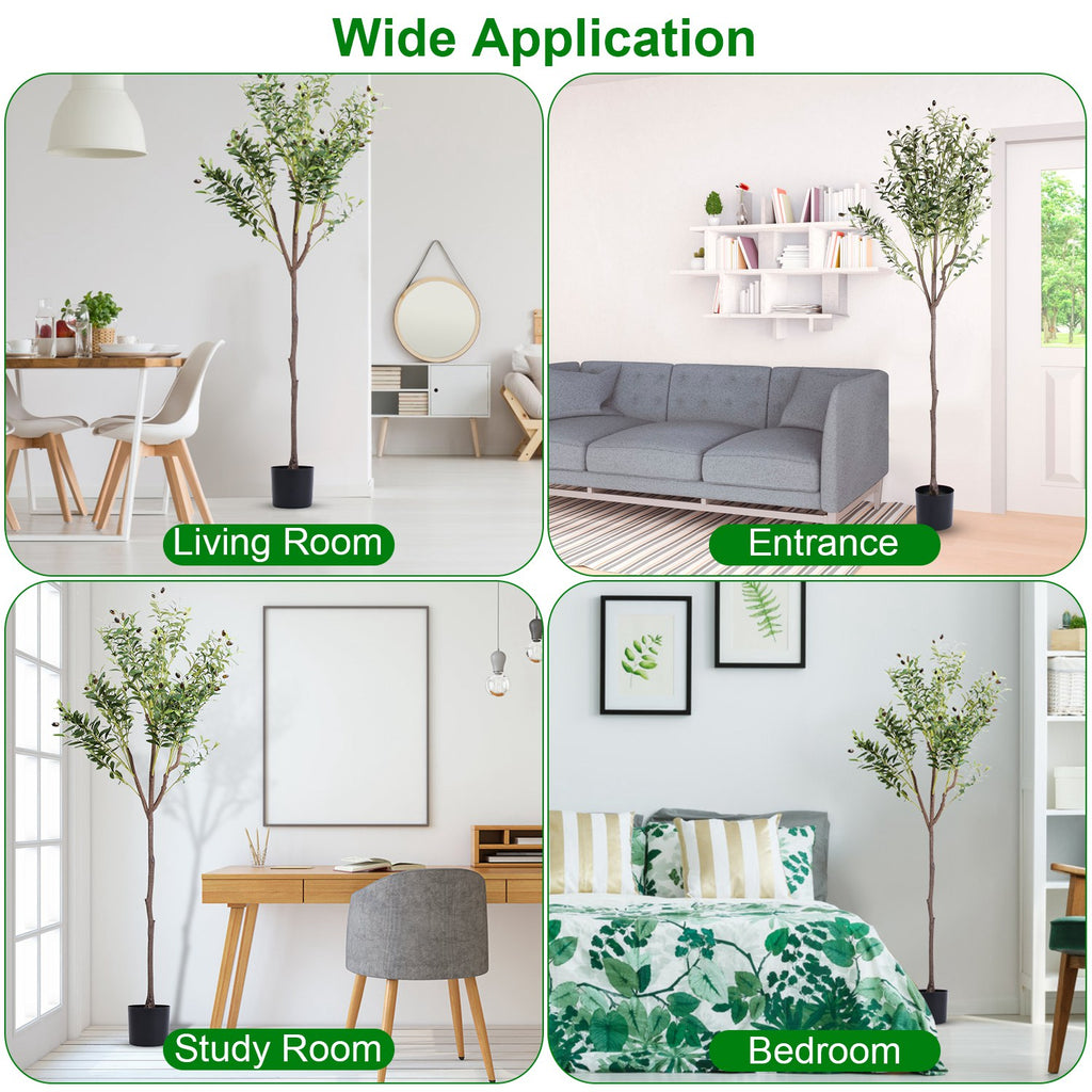 1Pc 5.9FT Artificial Olive Tree Tall Fake Olive Plant Faux Potted Oliv
