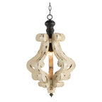 Farmhouse Chandelier, Distressed Wood and Metal Candle Style