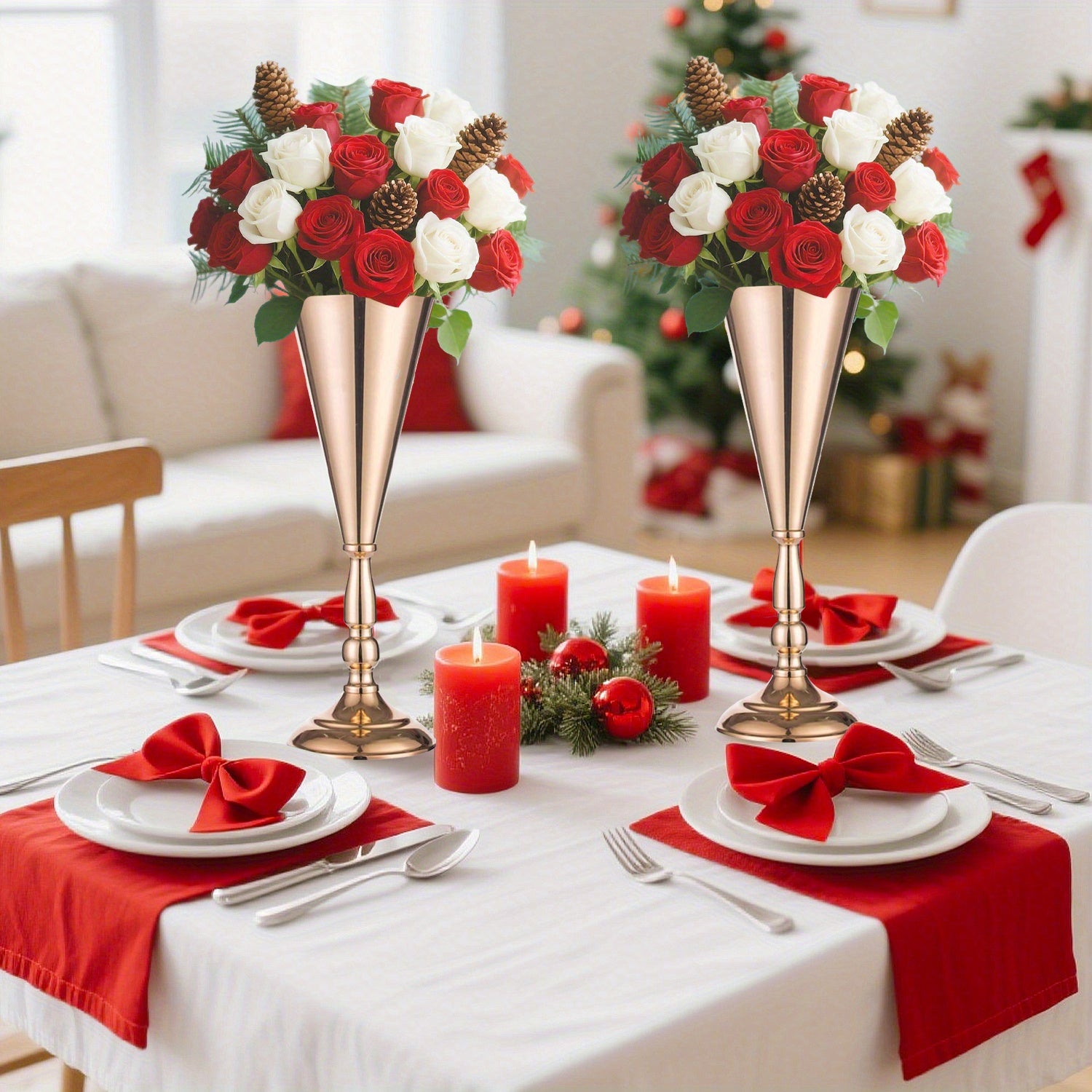 10 Pcs Golden Vase Flower Wedding Centerpieces
