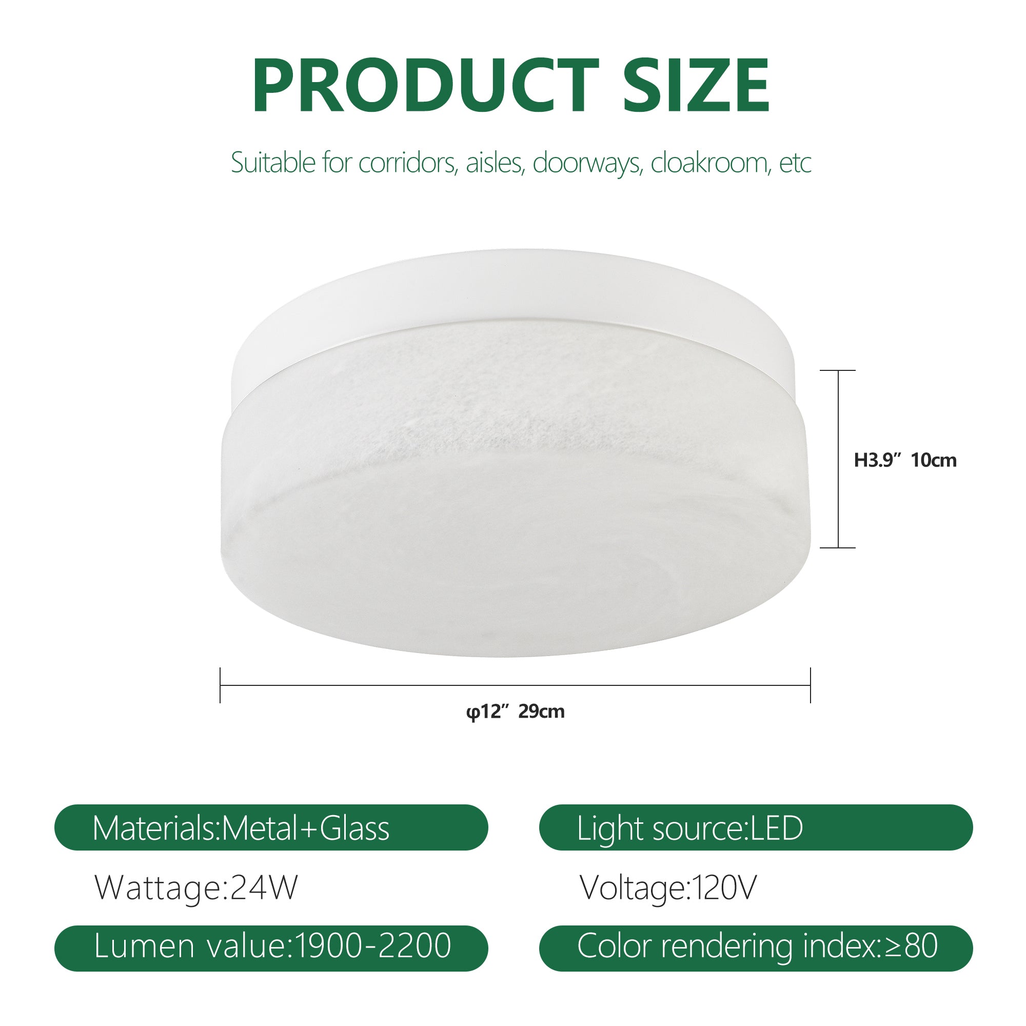Gold Slim LED Flush Mount Ceiling Light, 12 in. Low-Profile Fixture