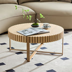 Modern Drum Coffee Table, Natural Ash, 31.5 in Round