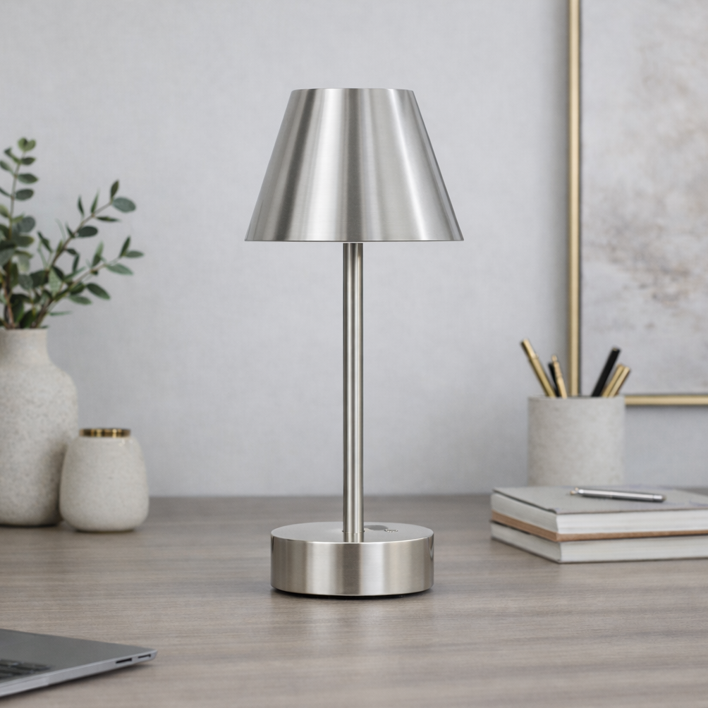 Elegance Rechargeable LED Table Lamp Brushed Nickel LED Touch Switch