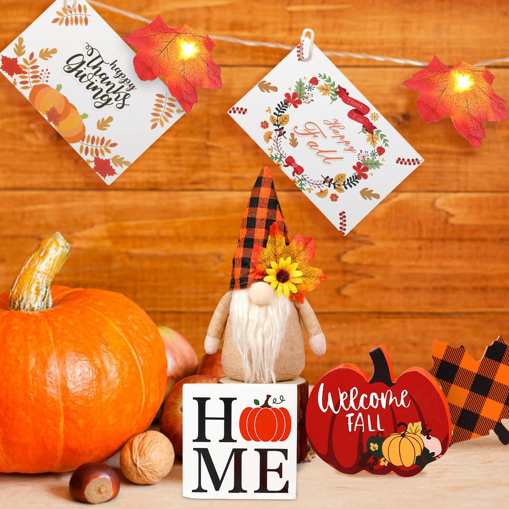 Fall Gnome Tiered Tray Decorations Set Farmhouse Pumpkin Decor Autumn