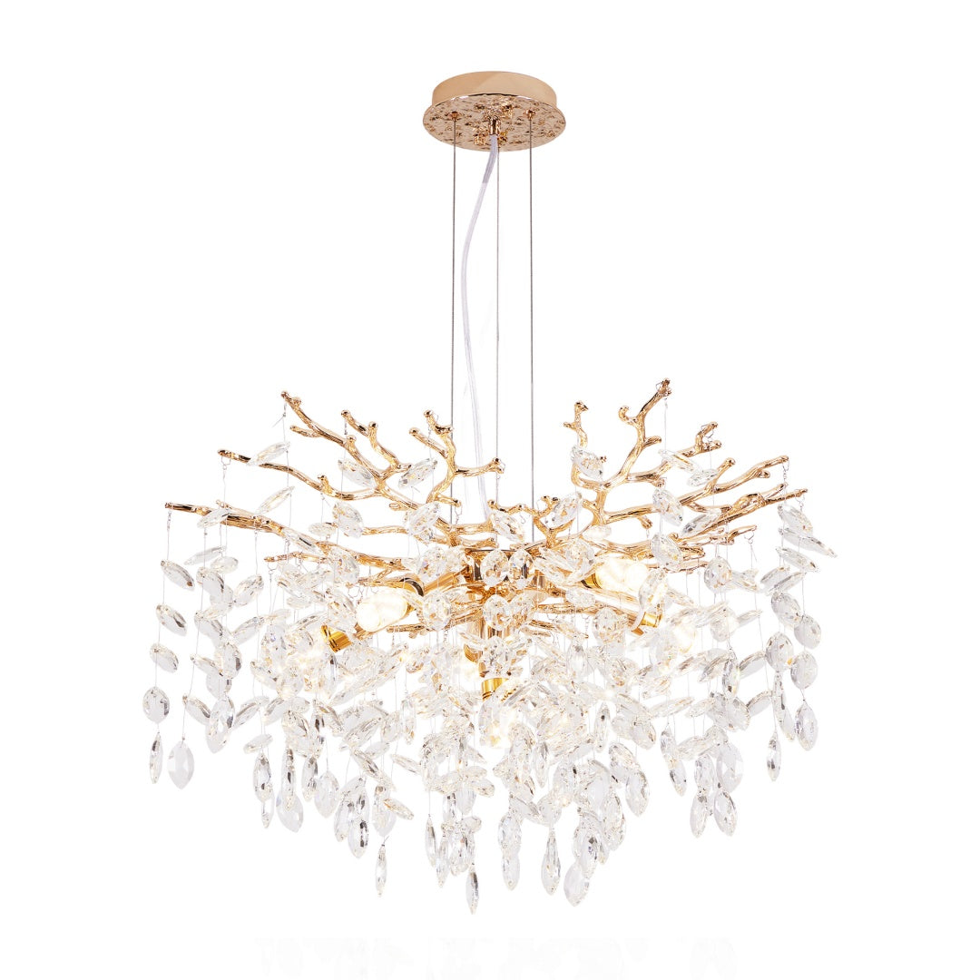 Gold Crystal Tree Branch Chandelier, Modern Luxury Pendant Light Fixture — detail view 3