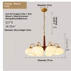 Rustic Wood-Finish Chandelier, Metal & Glass, 4, 6 or 8 Light