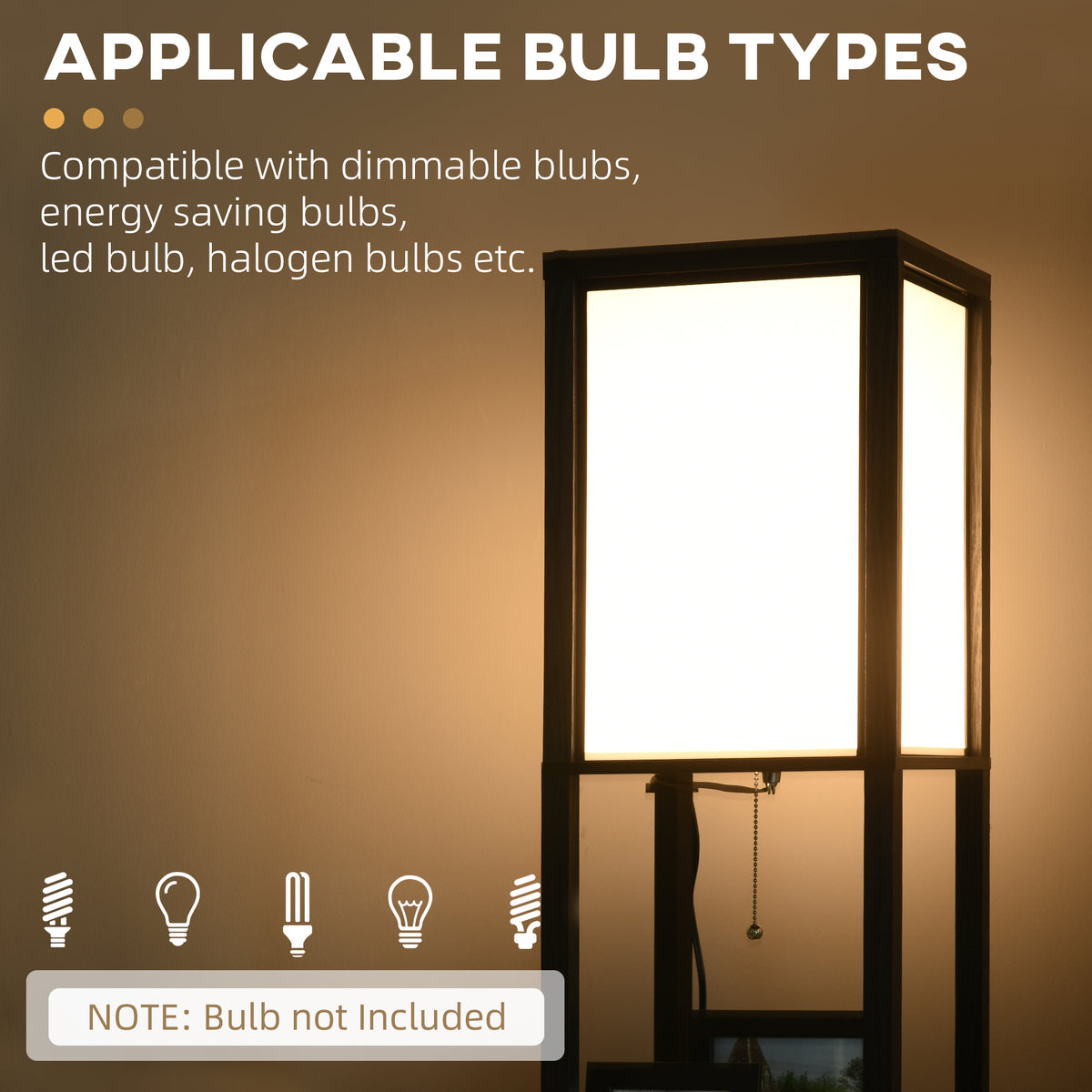 Modern Shelf Floor Lamp, Dual Ambient Light, Built-In Storage, Black Finish — detail view 2