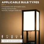 Modern Shelf Floor Lamp, Dual Ambient Light, Built-In Storage, Black Finish