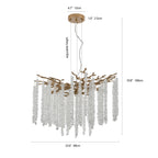 Gold Crystal Pendant Light with Cascading Strands, 24 Inch