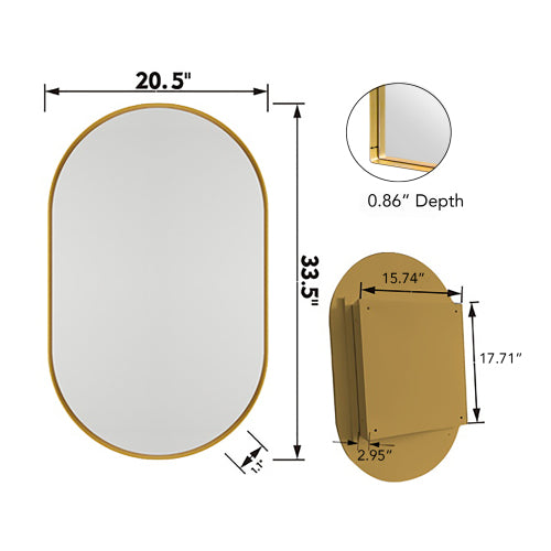 20x34 Inch Oval Recessed Medicine Cabinet