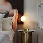 Brass Ring Table Lamp with Opal Glass Globe, Touch Switch