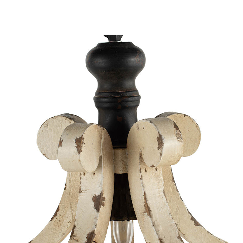 Farmhouse Chandelier, Distressed Wood and Metal Candle Style
