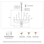 24-Light Iron Candle Chandelier, Matte Black Farmhouse, 39 In. Wide