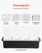 Chilled Condiment Server 4 Compartment Cold Serving Tray With Lid For