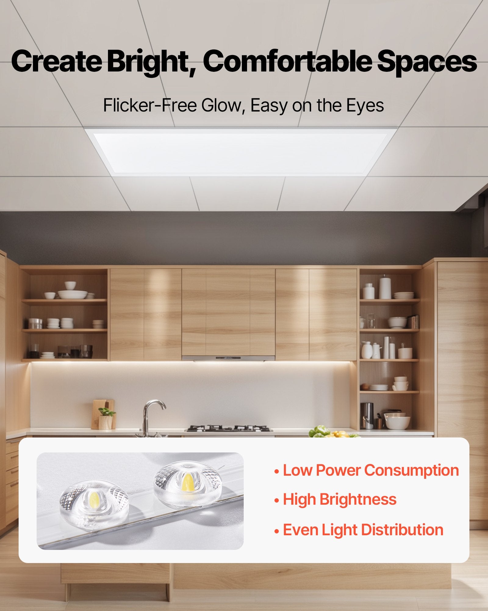 White LED Flat Panel Ceiling Light, 1x4 ft., High Color Rendering, 5700 Lumens