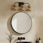 Moonlit Three Lights Wall Sconce With Rattan Shade
