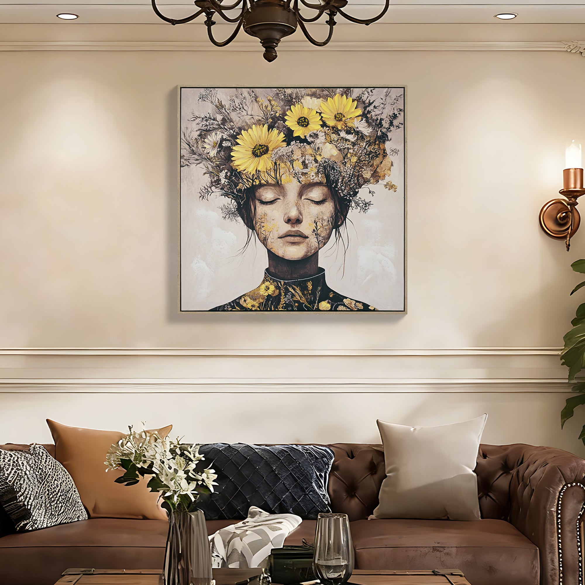 Beauty Posters Beauty Lady Wall Art Gold And White Floral Canvas Artwo