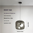 Art Glass Bedside Pendant Light, Smoke Gray, Clear or Cognac