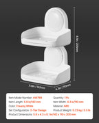 Suction Cup Soap Dish With Double Layer Holder With Drain Tray For Sho