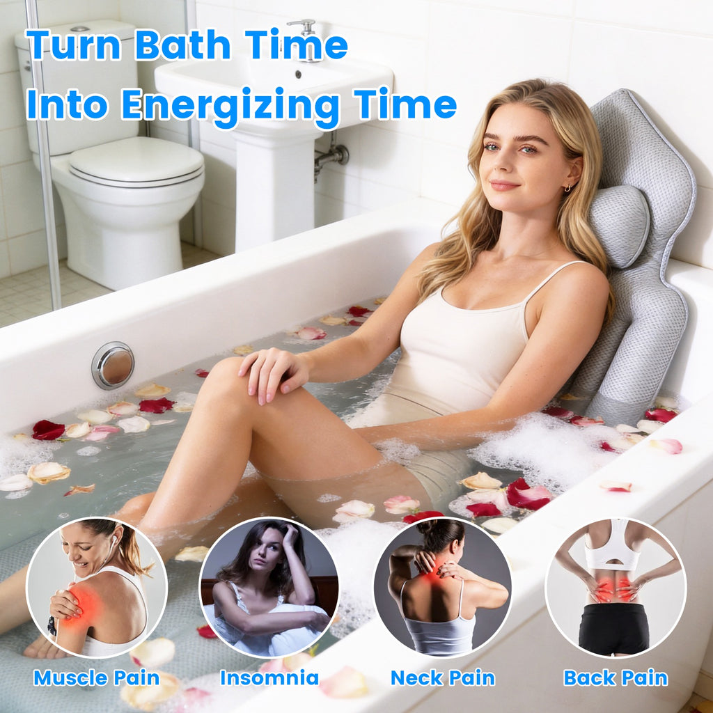 1Pc Full Body Bath Pillow With Headrest Lumbar Support Quick-Drying Ba