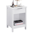 Three-Tier Nightstand with Storage Drawer, Retro White