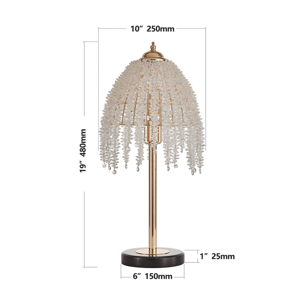 19 H Elegant Crystal Table Lamp Vintage Waterfall Design With Crystal