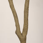 Faux pink bougainvillea tree — detail of the forked, bark-textured trunk