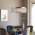 Silver Clear Crystal Chandelier, Aluminum & Iron Round Ceiling Light, 19 in.