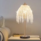 19inch H Elegant Crystal Table Lamp Vintage Waterfall Design With Crys