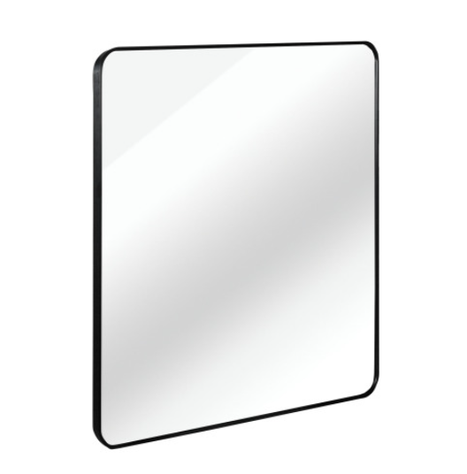 Square Metal Framed Wall Mirror, Black Frame, 30x30 in., for Bathroom Vanity — detail view 3