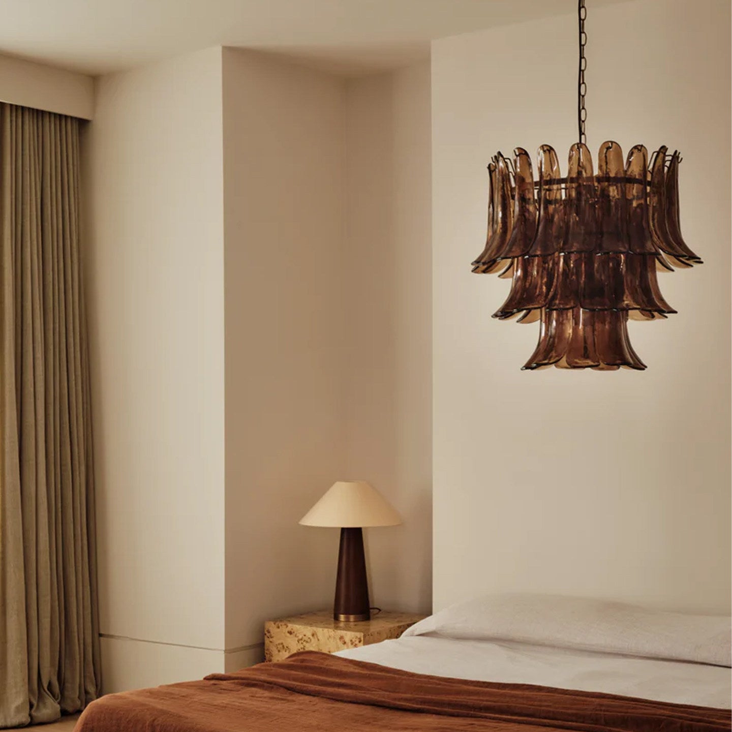 Three-Tier Iron & Glass Chandelier, Electroplated Finish