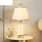 Textured Glass Table Lamp with Lit Base, Gold Trim Shade