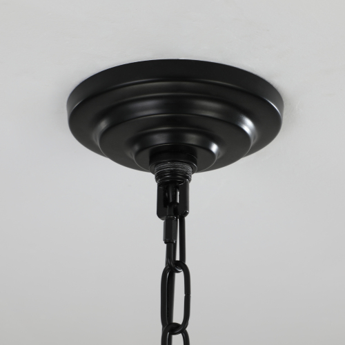 8-Lantern Tiered Iron Chandelier, Industrial Farmhouse, 18 in