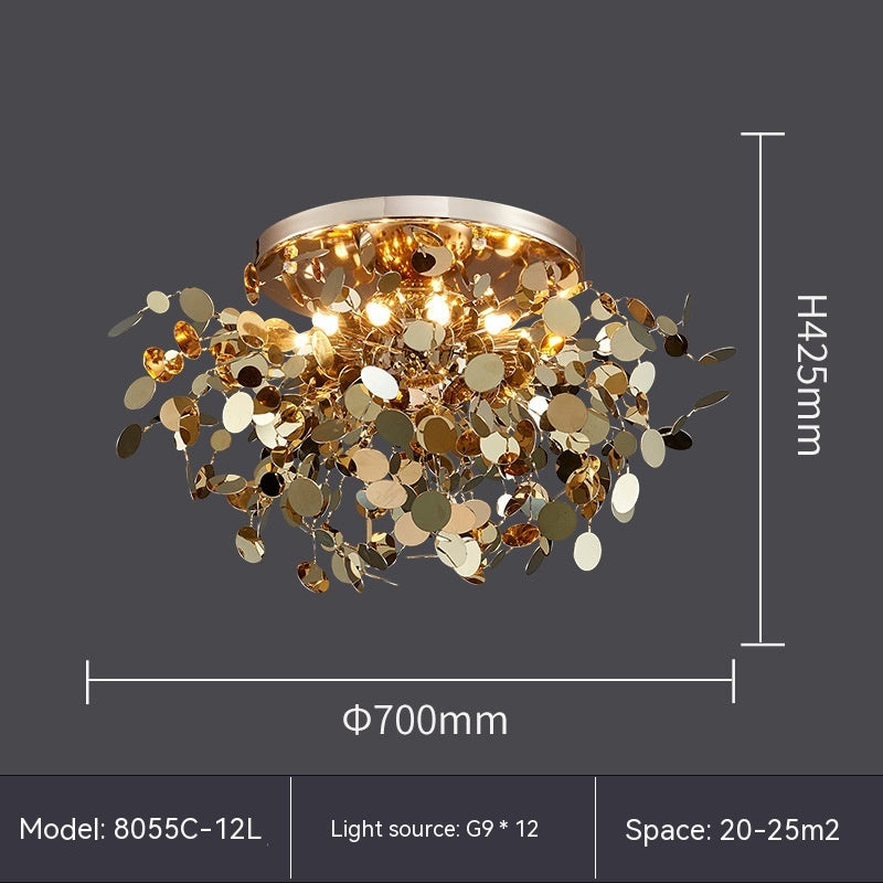 8-Light Stainless Steel Branch Chandelier, 15 in. or 20 in.