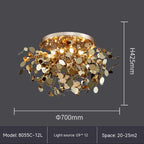 8-Light Stainless Steel Branch Chandelier, 15 in. or 20 in.
